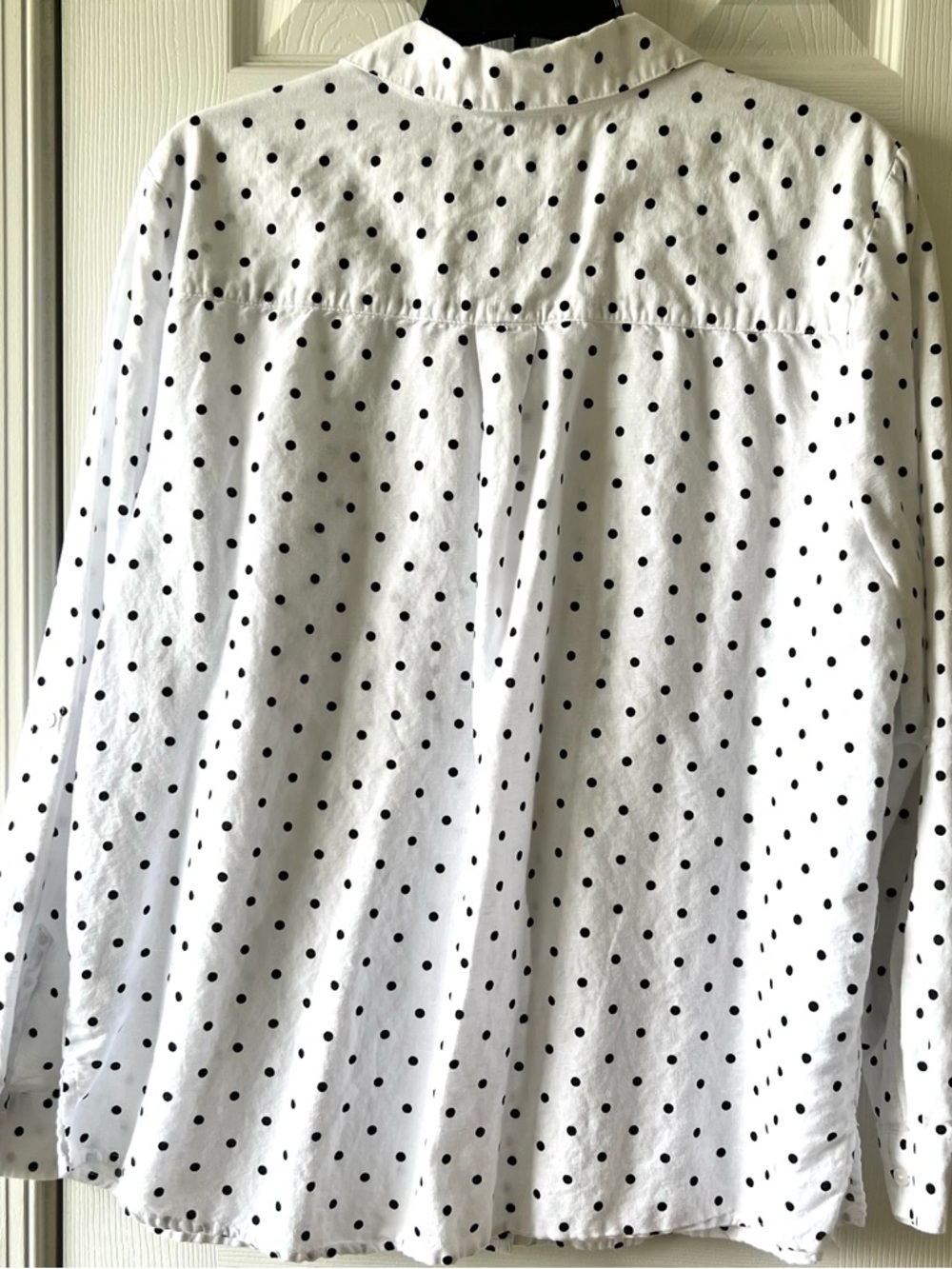 Charter Club White Button-Up Blouse with Black Polka Dots - Picture 2 of 3